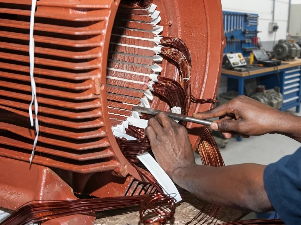 Tanda dinamo perlu rewinding dan gulung ulang